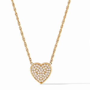 NWT, Never Worn Julie Vos Heart Pavé Delicate Necklace